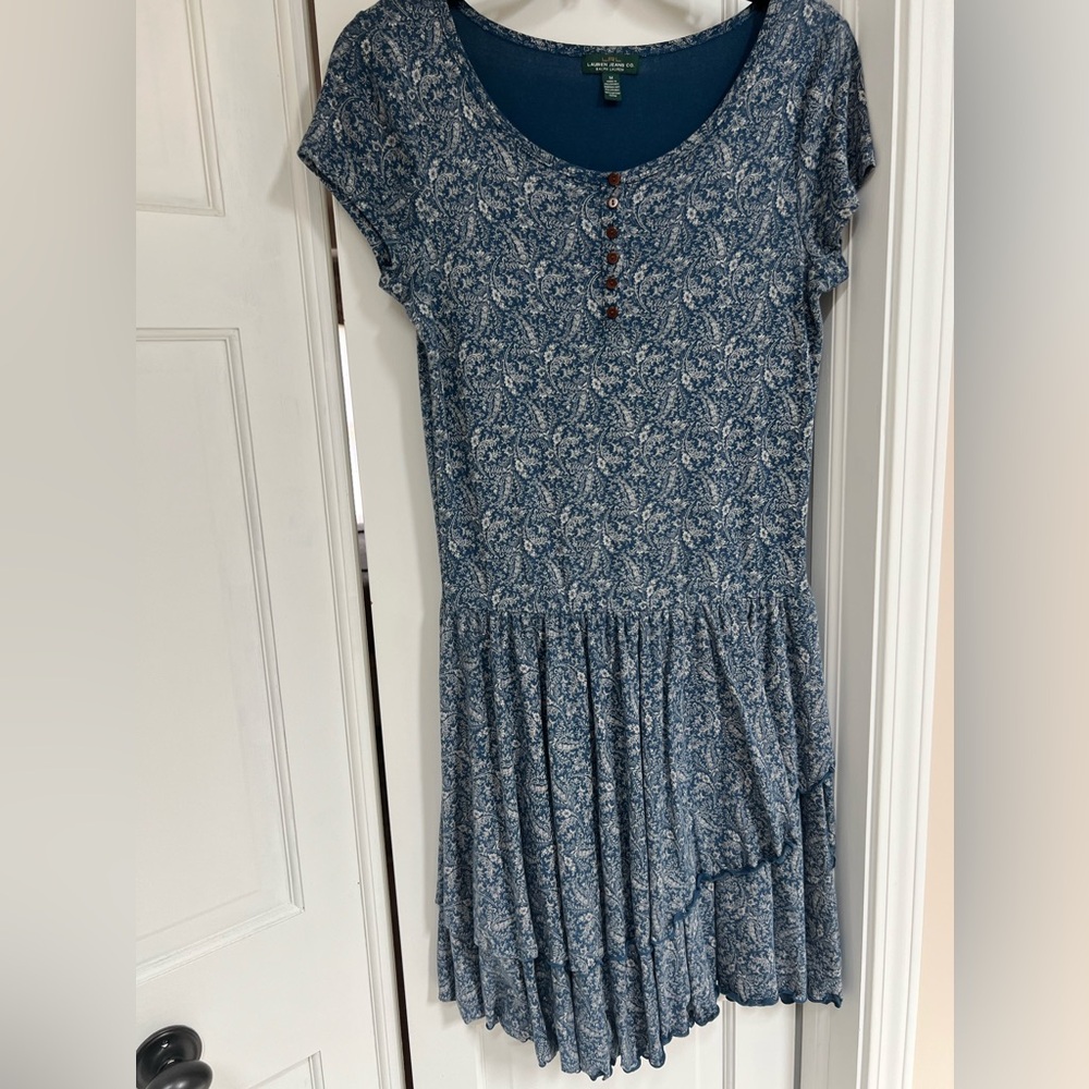 Lauren Ralph Lauren Blue Patterned Cotton Dress